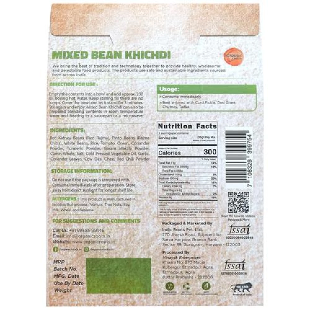 Organic Roots Mixed Bean Khichdi - Wholesome, 55 g (Pack of 2)-2.webp